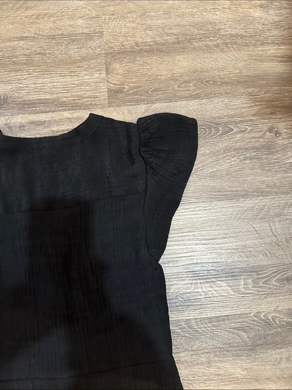 1. State Black Button-Front Ruffle Hem Mini Dress - Picture 11 of 15